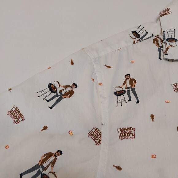 Denim‎ & Flower Men's Shirt Large BBQ Grill Dad Short Sleeve Button-Up Novelty - Picture 6 of 9